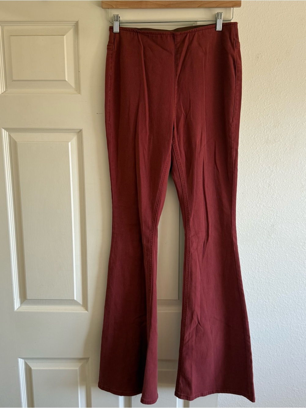 Women's Boot Cut Flare Pants in Burgundy